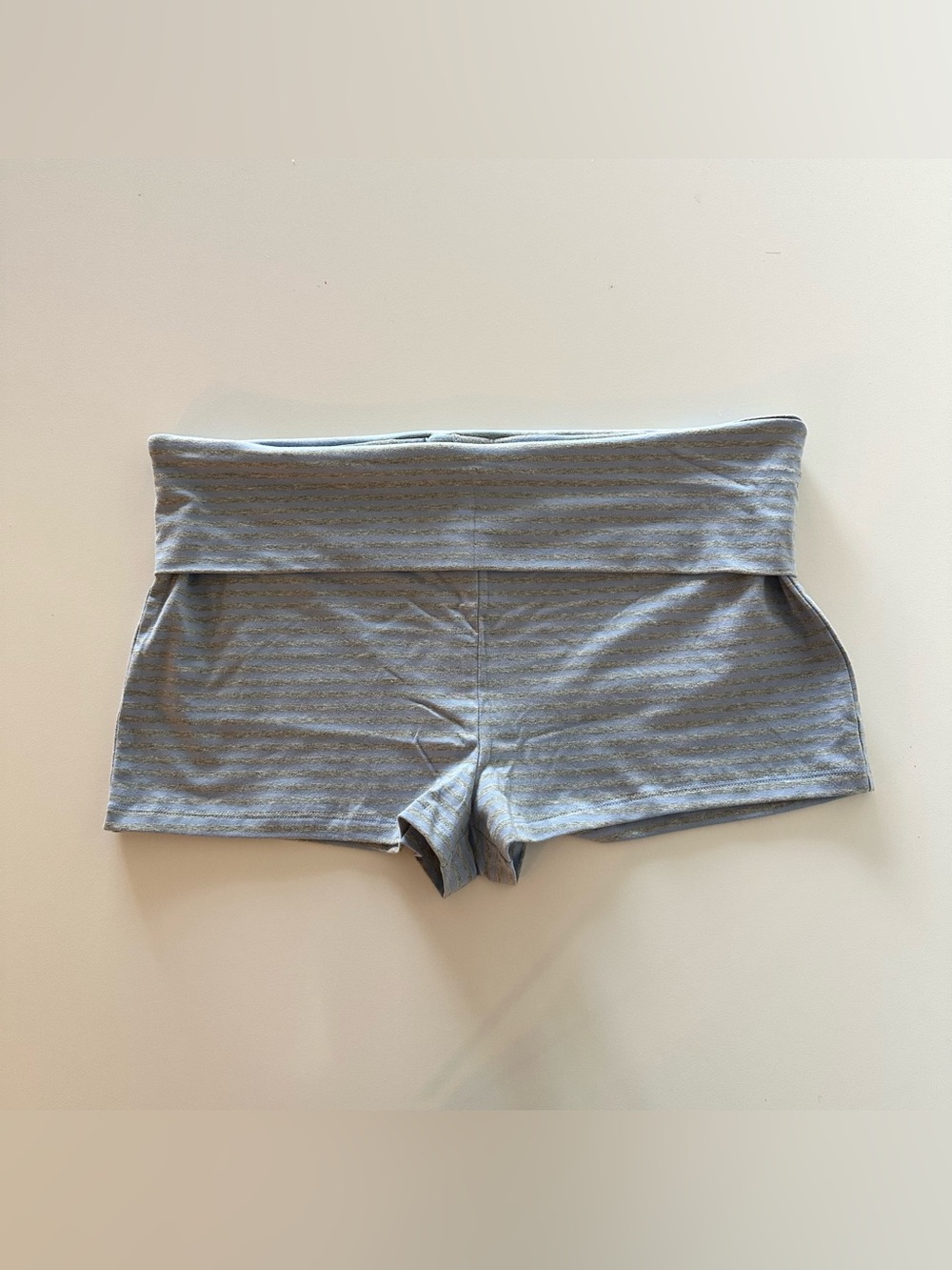 NEW Urban Outfitters Out From Under Bec Foldover Micro Shorts Blue Grey Striped